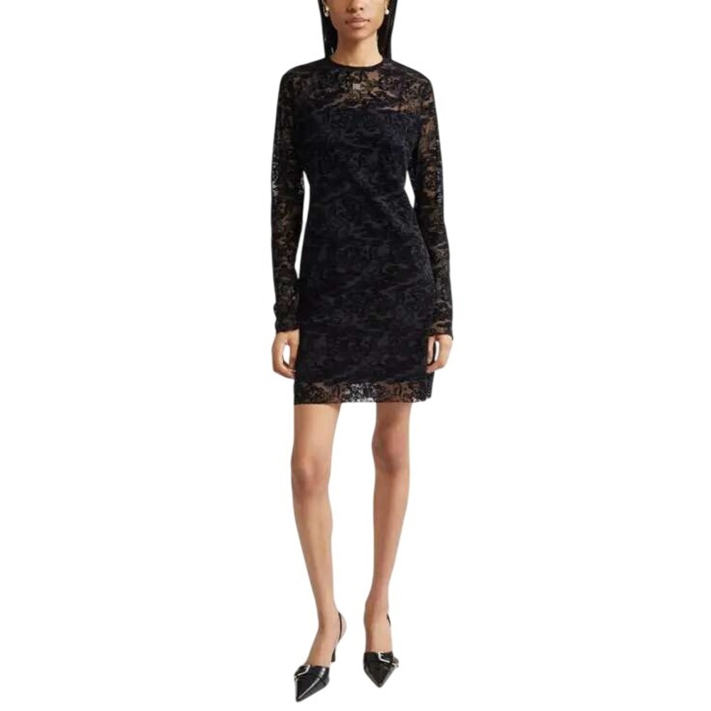 Diane Von Furstenburg Women's Black Zarita Lace‎ Sheath Long Sleeve Dress Size 2